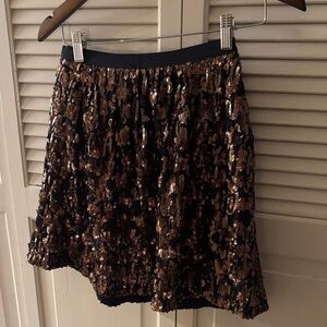 J. Crew Black and Gold Abstract Sequin A Line Mini Skirt Sz 00
